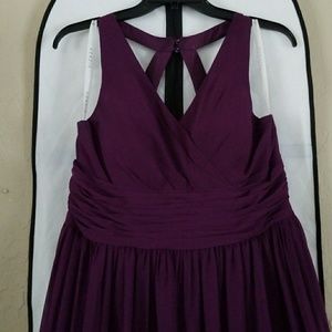 Azazie Purple VCut Full Length Bridesmaid Dress